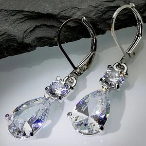 Elegant Silver Crystal Drop Earrings
